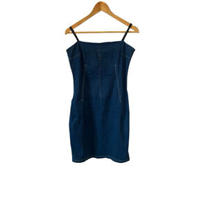Women’s Denim Dress 12 Stretch Mid Length Adjustable Strap Dress